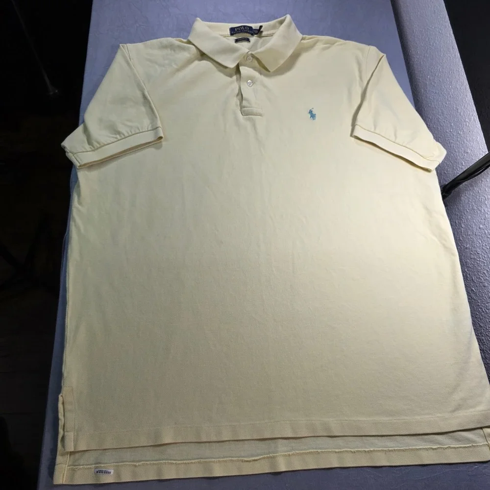 Polo Ralph Lauren Mens XXL Yellow Classic Fit Short‎ Sleeve Pique Polo Shirt